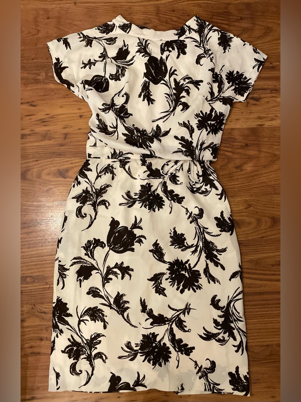 Vintage Henry Lee White Dress with Brown Floral Print
